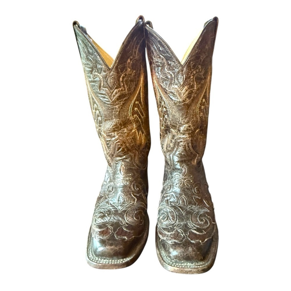 Corral Python Inlay Square Toe Western Boots Size… - image 6